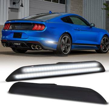 Autoone Lighting Assemblies AUTOONE LED Side Marker Lights Compatible With Ford Mustang 2015-2023, White Light Smoked Lens Rear Fender Side Markers, 2pcs